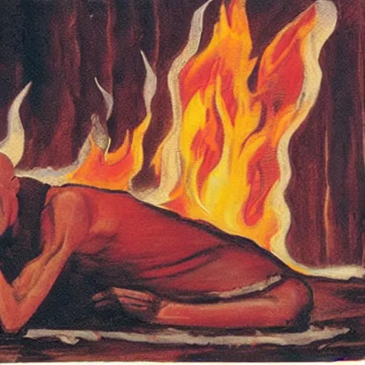 Image similar to the burning monk - malcom browne, 1 9 6 3