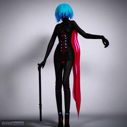 Image similar to candypunk grim reaper, character design, dollpunk, high quality digital art, render, octane, redshift, volumetric lighting, oled