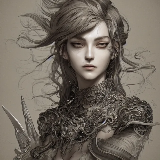 Prompt: a portrait of a lawful evil alignment personified as an absurdly beautiful, graceful, elegant, sophisticated, evil young sensual teeb, an ultrafine hyperdetailed illustration by kim jung gi, irakli nadar, detailed faces, intricate linework, octopath traveler, final fantasy, unreal engine 5 highly rendered, global illumination, radiant light, detailed and intricate environment