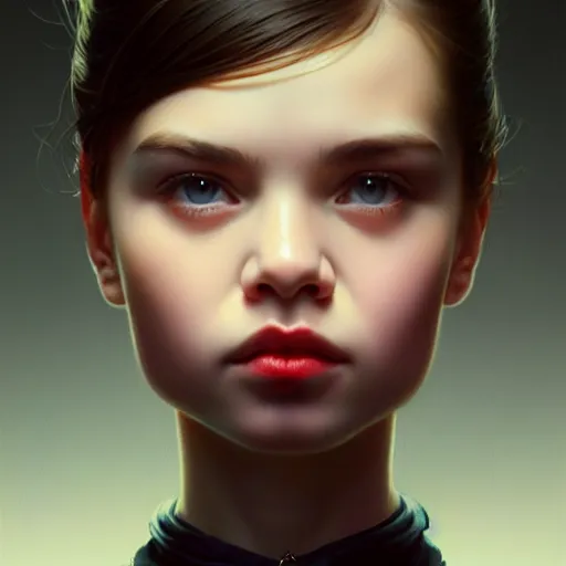 Image similar to a girl wearing collar around neck, looking at the camera, beautiful and aesthetic, close up, bitter, dramatic pose, intricate, highly detailed, detailed face, smooth, sharp focus, specular light, occlusion shadow, rim light, artgerm, artstation, art by greg rutkowski and ilya kuvshinov and salvador dali, fantasy illustration