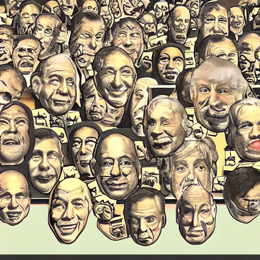 Prompt: all the us presidents floating on turds in a toilet