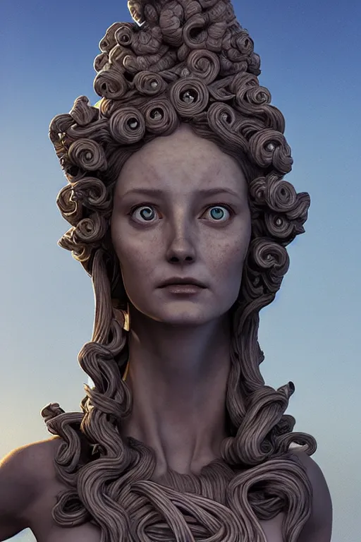 Image similar to harryhausen´s medusa fused with goddess venus, photo, portrait, 3d, renaissance, high details, intricate details, by vincent di fate, artgerm julie bell beeple, 90s, Smooth gradients, octane render, 8k, High contrast, duo tone, depth of field, very coherent symmetrical artwork