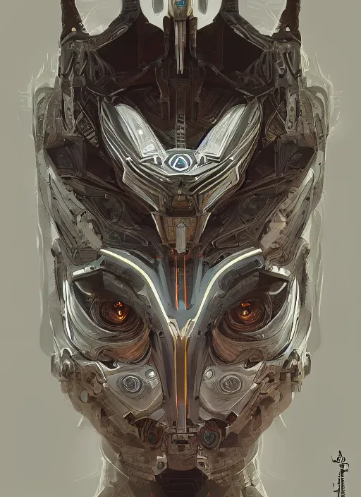 Image similar to symmetry!! portrait of owl alien in the style of horizon zero dawn, machine face, intricate, elegant, highly detailed, digital painting, artstation, concept art, smooth, sharp focus, illustration, art by artgerm and greg rutkowski and alphonse mucha, 8 k