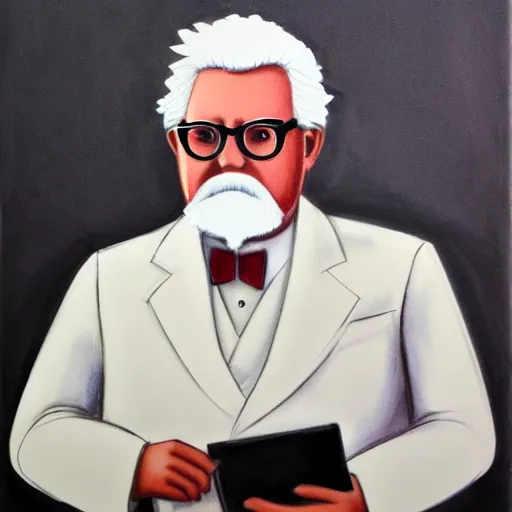 Prompt: courtroom sketch of colonel sanders, 4 k, hyper realistic, dslr, high resolution, landscape, beautiful