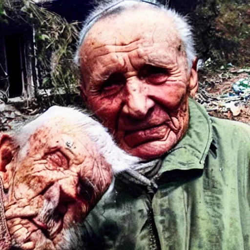 Image similar to the last selfie of the last surviving ukrainian in a nuclear war
