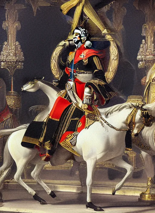 Image similar to the coronation of napoleon painting and sci - fi organic car 3 d realistic render