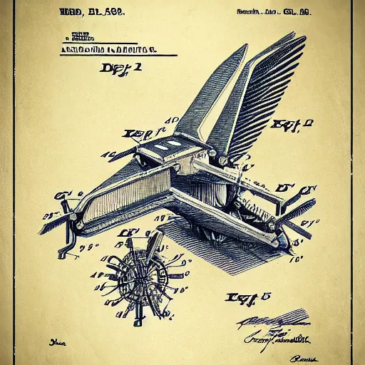 Image similar to a patent drawing of mechanical bird robots, birds of all kinds, infographic, intricate drawing, 1960s advertising, watercolour, ink drawing, patent drawing, wireframe, technical and mechanical details, descriptions, explosion drawing, CAD