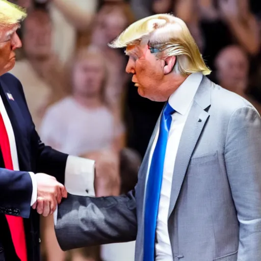 Image similar to donald trump and magnus carlsen shaking hands