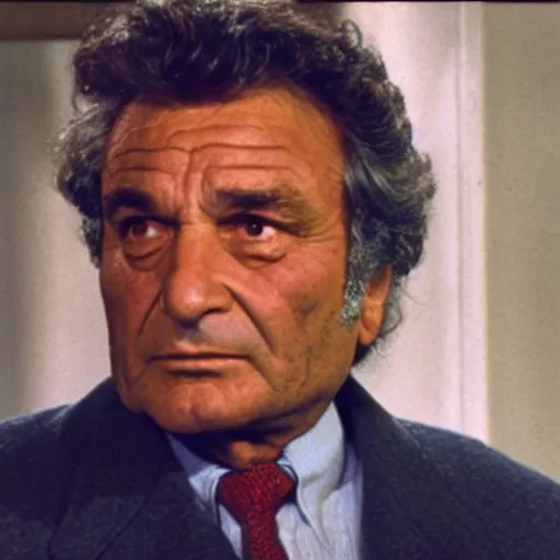 Prompt: peter falk looking confused, colorized, 4k