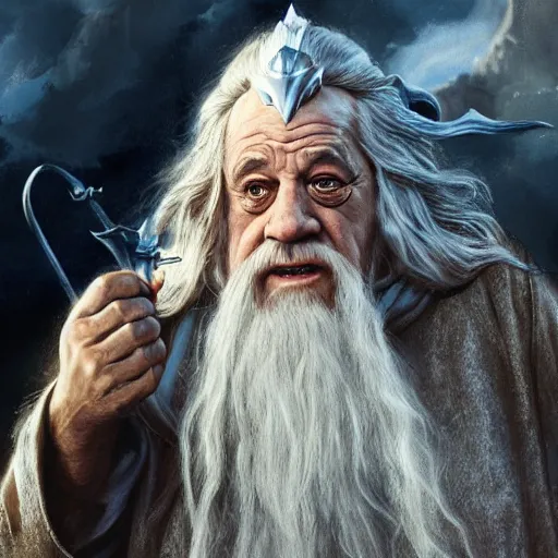 Image similar to Movie still of Danny Devito as Gandalf, fantasy, highly detailed, digital painting, artstation, concept art, sharp focus, illustration, art by Tony Sart and artgerm and randy vargas