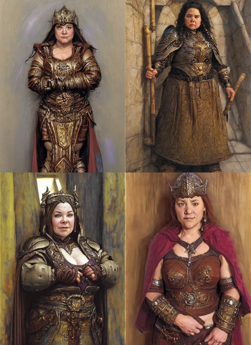 Prompt: female dwarven noblewoman, chubby short stature | by donato giancola