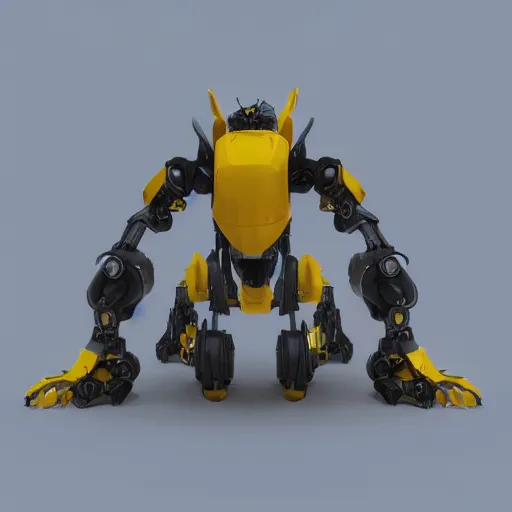 Image similar to hard surface, robotic platform, based on bumblebee, 6 claws, unreal engine