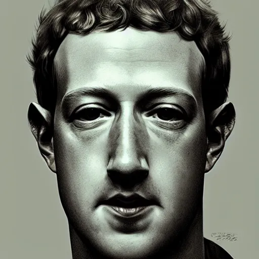 Image similar to portrait of mark zuckerberg, very detailed, art contest winner on behance, trendy on deviant art, by artgem, greg rutkowski