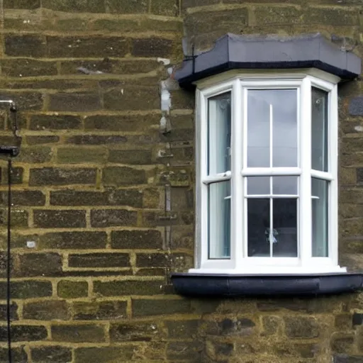 Image similar to single triangular or round sash window on a british wall