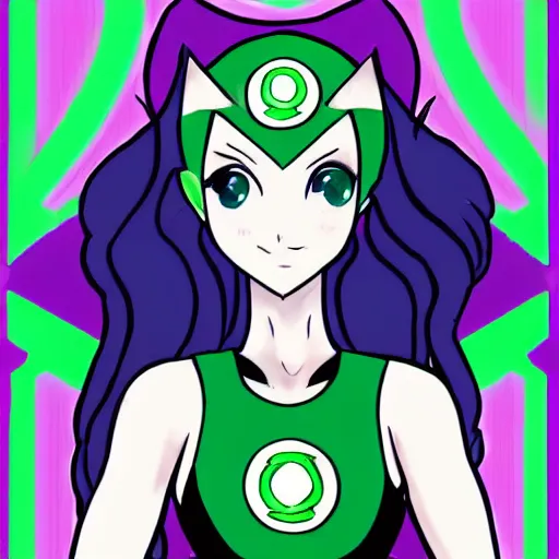 Image similar to Illustration of Green Lantern as a Magical Girl, green sailor uniform, anime, concept art, superheroine, shojo