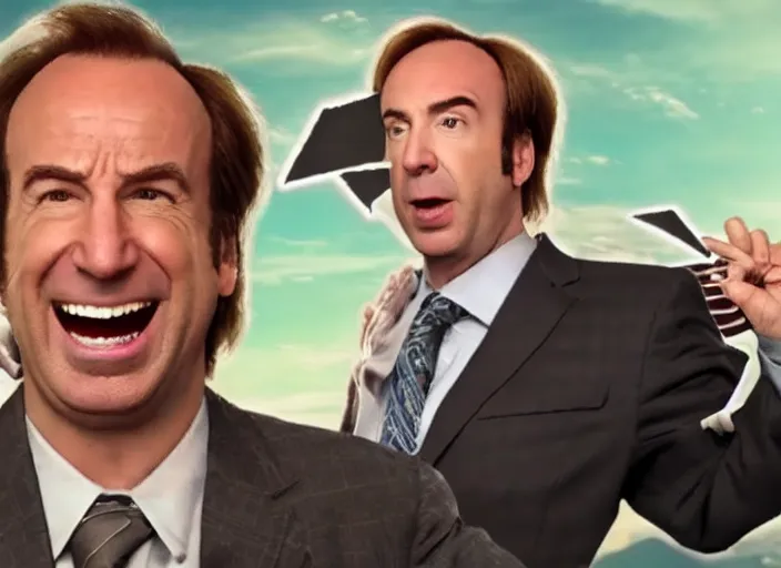 Image similar to youtube thumbnail saul goodman reacting to naruto