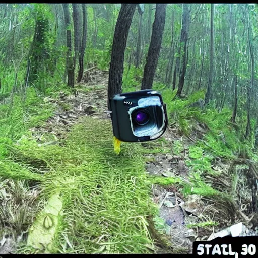 Prompt: trail cam footage of SpongeBob squarepants