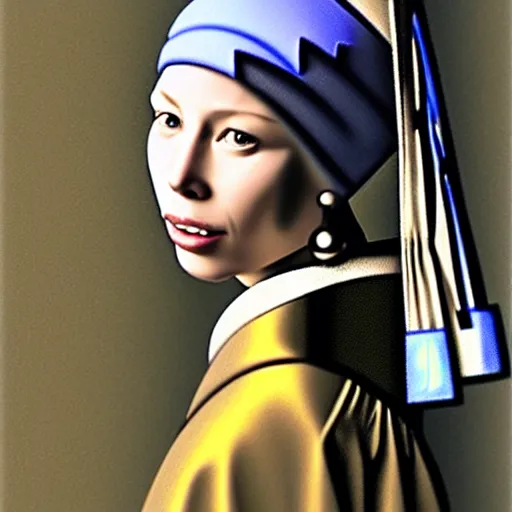 Prompt: jessica biel, girl with pearl earring