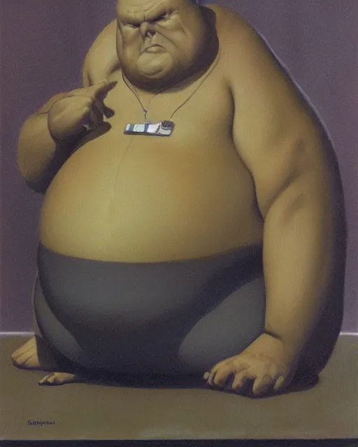 Prompt: morosthesophist, fat, portrait by ralph mcquarrie