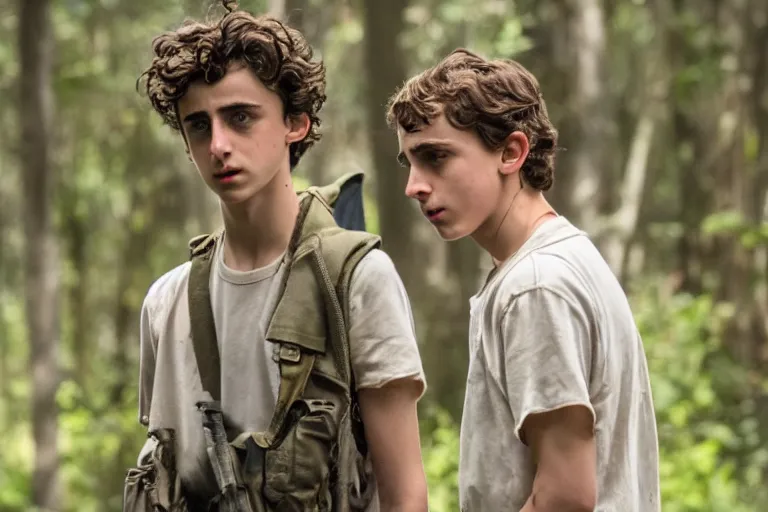 Image similar to timothee chalamet plays ralph in the live action adaptation of lord of the flies, red weapon 8 k s 3 5, cooke anamorphic / i lenses, highly detailed, cinematic lighting