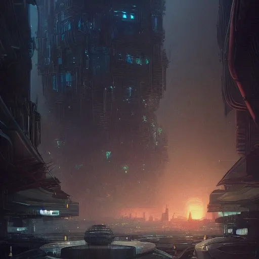 Prompt: alien city, greg rutkowski, highly detailed, deep focus