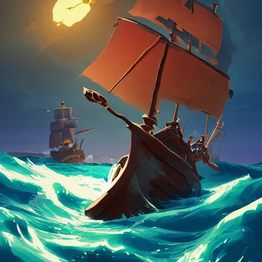 Image similar to painting treasure on sea of thieves game smooth median photoshop filter cutout vector, behance hd by jesper ejsing, by rhads, makoto shinkai and lois van baarle, ilya kuvshinov, rossdraws global illumination