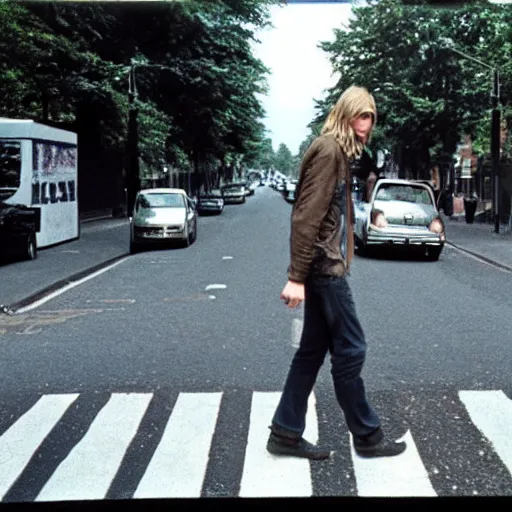 Image similar to Kurt cobain crossing abbey road