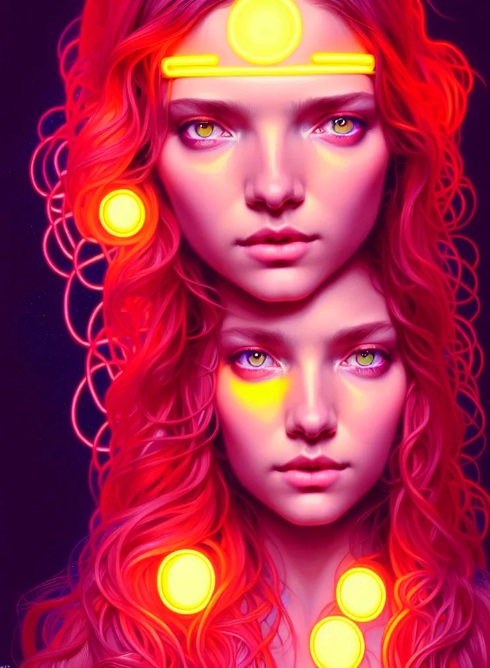 Prompt: symmetry!! portrait of a hippie girl, neon glowing eyes!! ambient, intricate, elegant, highly detailed, digital painting, artstation, symmetric concept art, smooth, sharp focus, illustration, art by artgerm and greg rutkowski and alphonse mucha, 8 k
