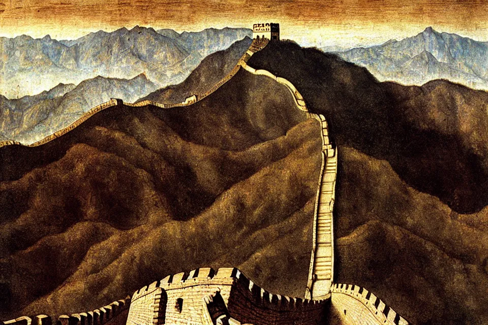 Prompt: the great wall, leonardo da vinci.