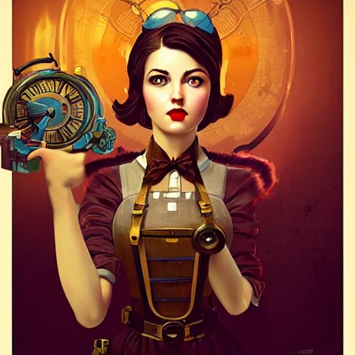 Prompt: lofi instagram bioshock steampunk portrait, digital art, Pixar style, by Tristan Eaton Stanley Artgerm and Tom Bagshaw.