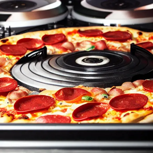 Image similar to pizza on the dj decks