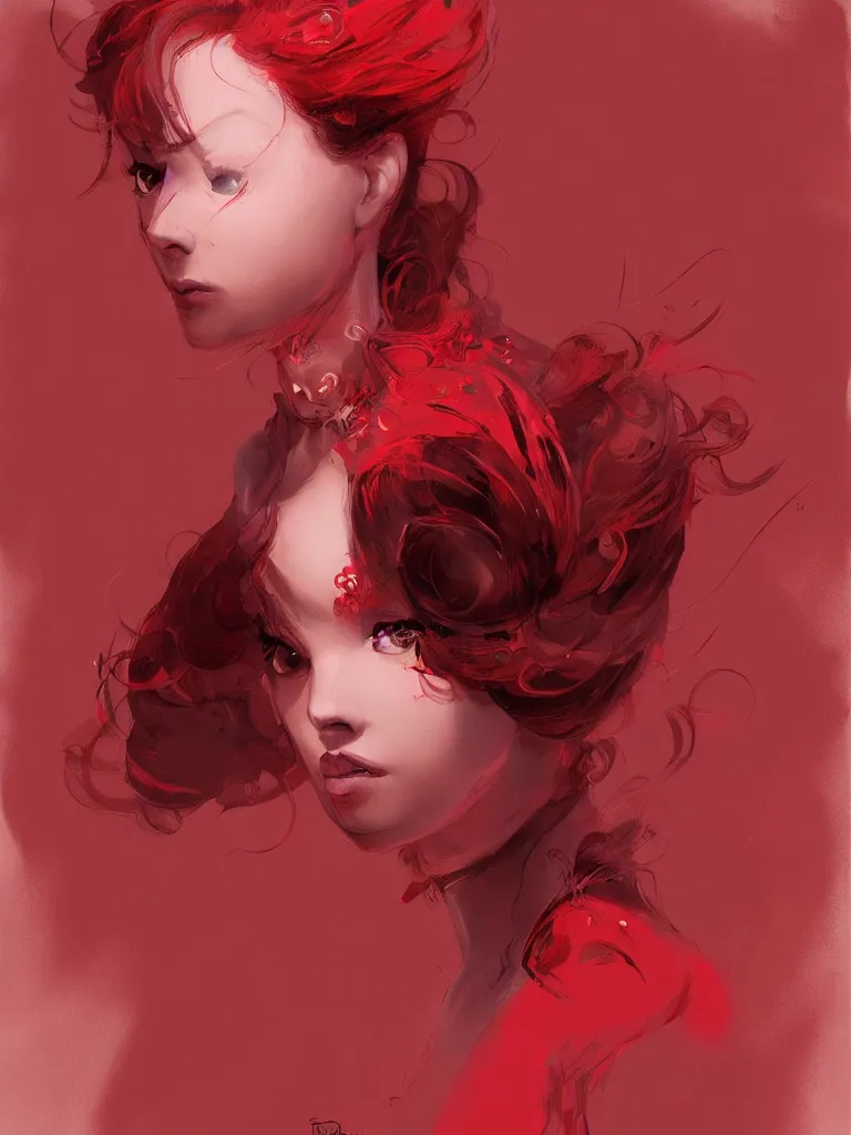 Image similar to red femininity by Disney Concept Artists, blunt borders, rule of thirds