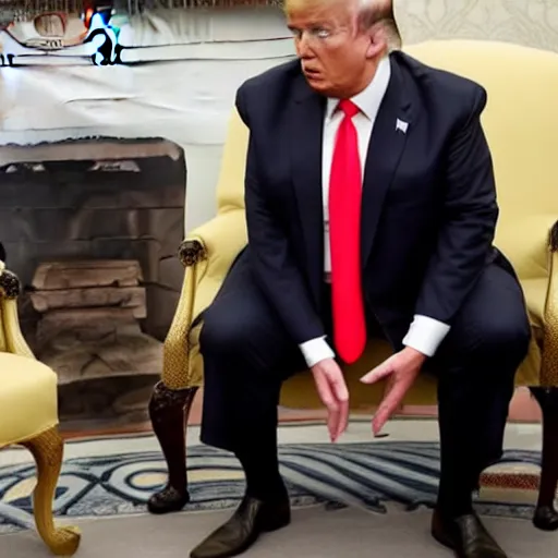 Image similar to trump sitting on putin's lap