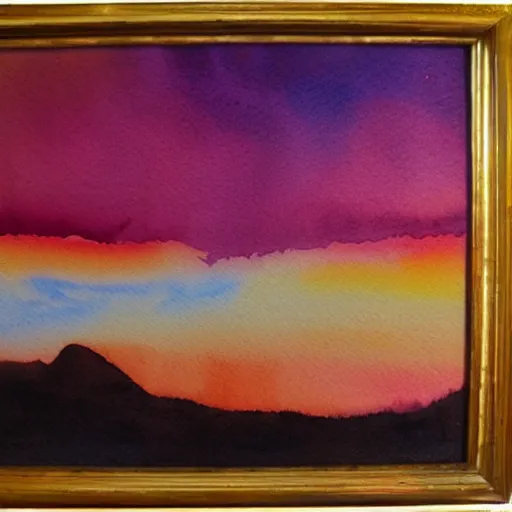 Image similar to iridescent watercolor painting of sunset RIo de Janiero