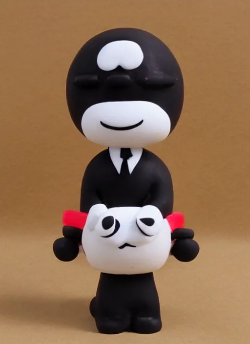 Image similar to money cartoon character with tie, 3 d clay figure, kawaii