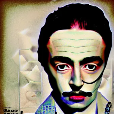 Image similar to portrait of a uncanny artist by Chor Boogie and Salvador Dali collaboration, digital art, mix of aesthetics, close up, high details