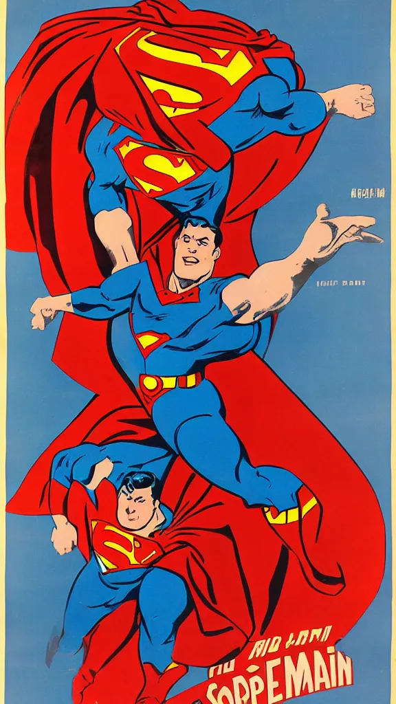 Image similar to superman soviet union propaganda poster 1 9 4 0
