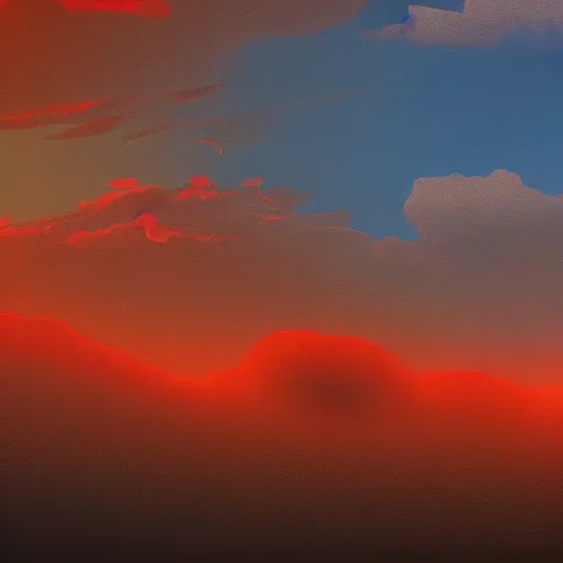 Image similar to beautiful digital art of a trail of clouds across the sky, beautiful, award - winning, digital art, yellow to red to blue sky, antview, perspective, trending on artstation
