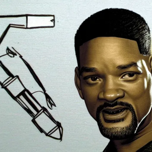 Image similar to automata drawing a picture, will smith, irobot