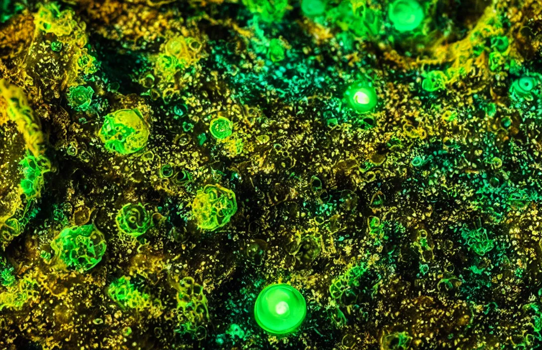 Image similar to cthulu closeup, under water, glowing algae, sigma lens, strong bokeh, photography, highly detailed, 8 5 mm, f / 1. 3, foggy, dramatic lighting, 4 k