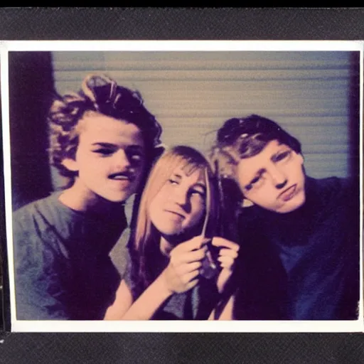 Image similar to teenagers smoking nostalgic polaroid