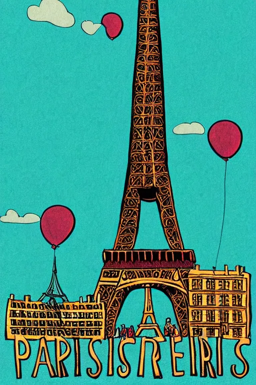 Image similar to paris eiffel tower, illustration, in the style of katinka reinke