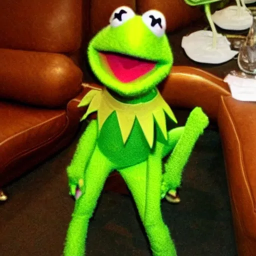 Image similar to kermit the frog at the club