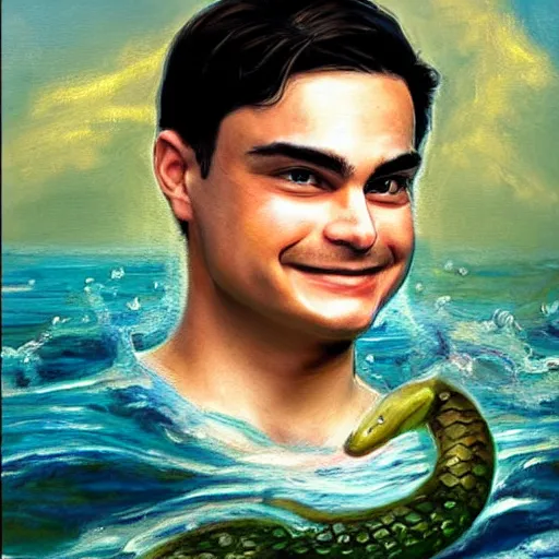 Image similar to ben shapiro as a mermaid oil painting