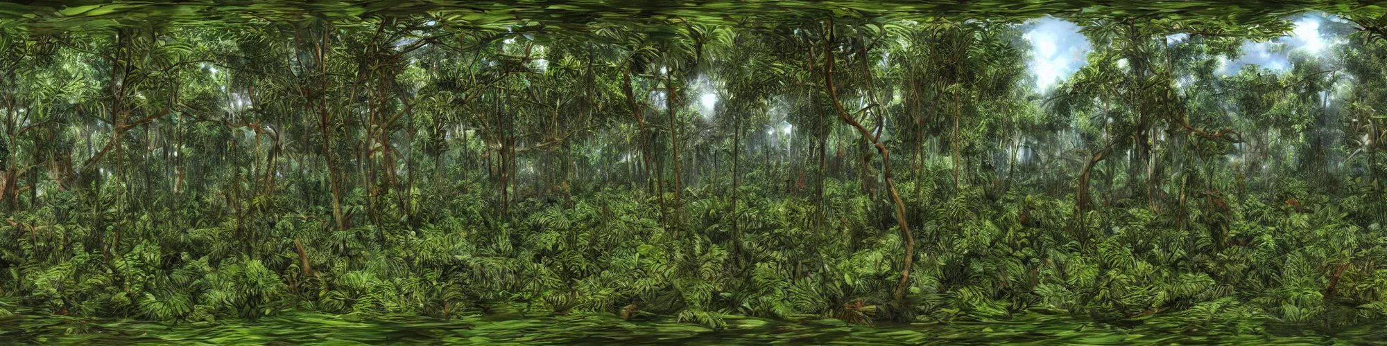 Image similar to panoramic jungle turned into mycelium, equirectangular rendering, octance, high details,