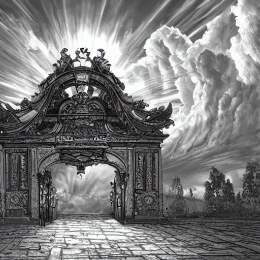 gates of heaven drawing black and white