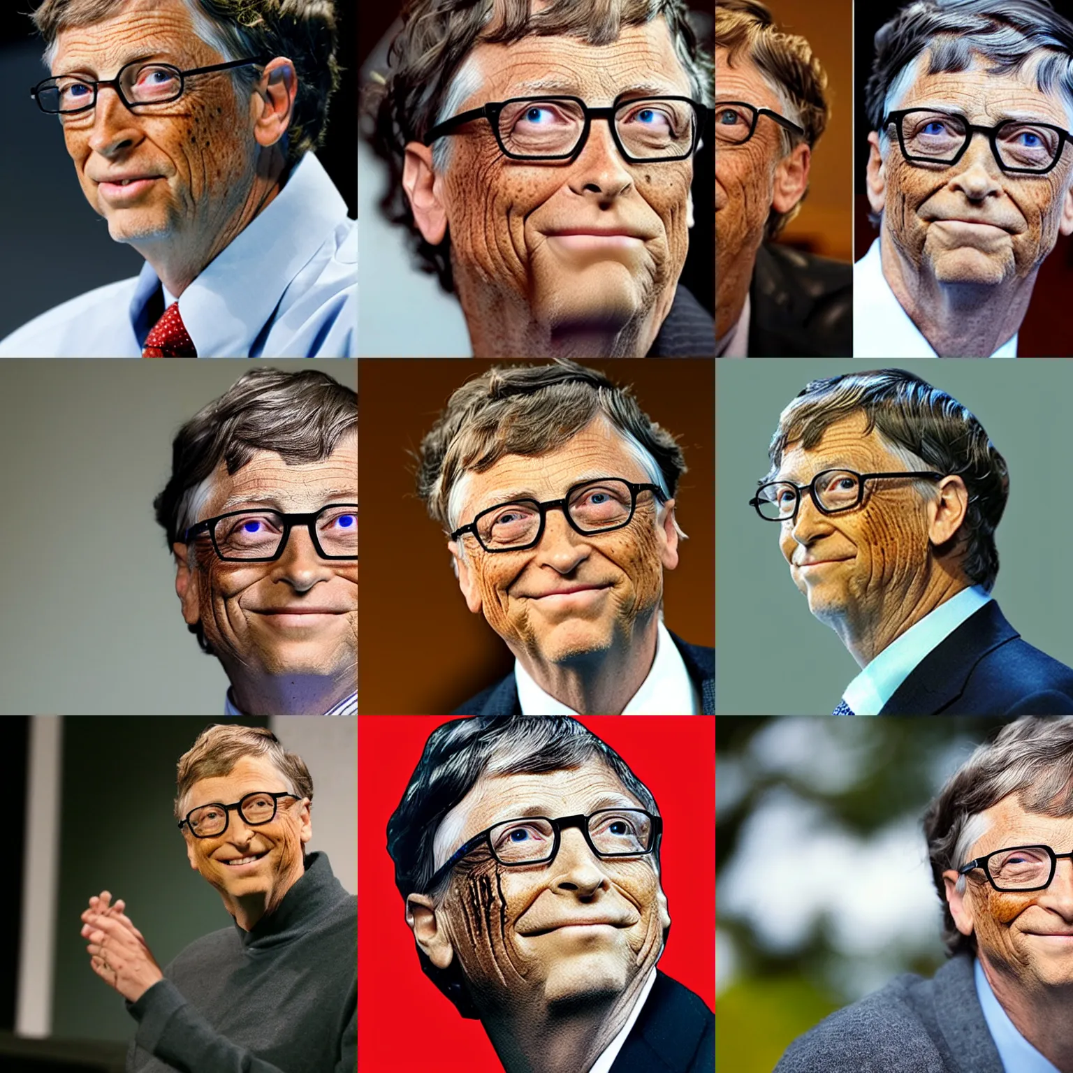 Prompt: bill gates with snake - like face skin