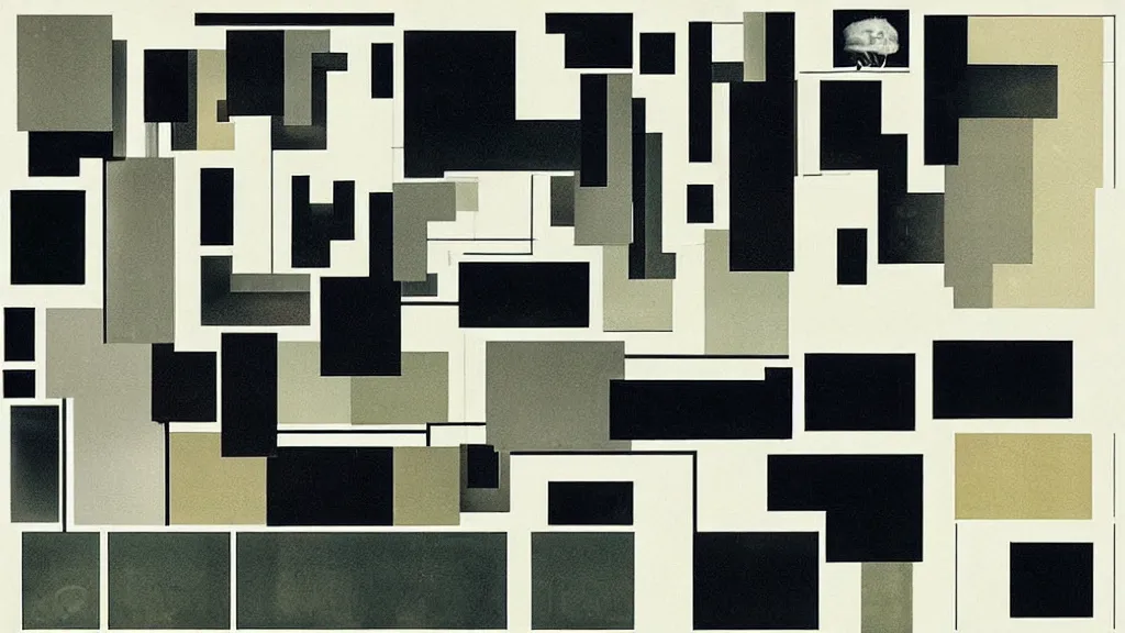 Image similar to “a collage made by Mies van der Rohe, design process, detailed color scan”