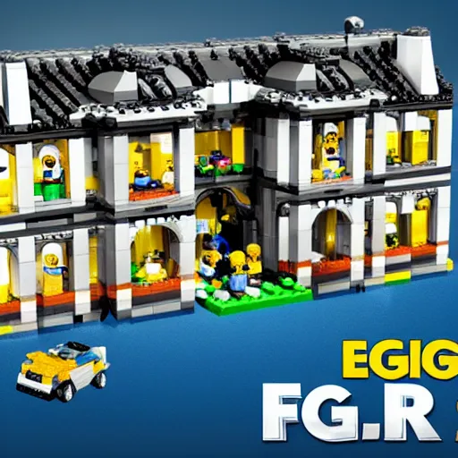 Image similar to mar - a - lago fbi raid lego set, 8 k, unreal engine, ultra hd, highly detailed, intricate