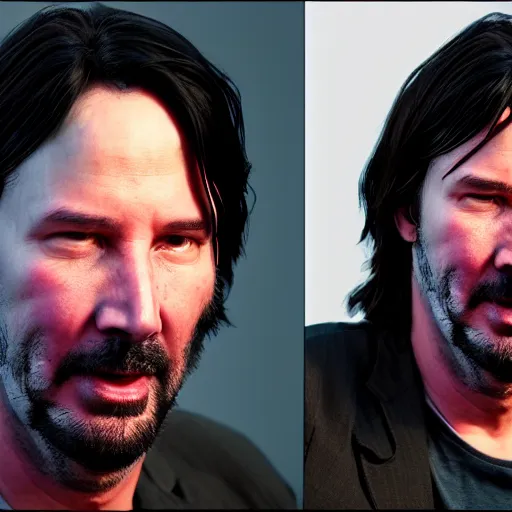 Image similar to hyperrealistic dslr film still of grotesquely morbidly obese keanu reeves, stunning 8 k octane comprehensive 3 d render, inspired by istvan sandorfi & greg rutkowski & unreal engine, perfect symmetry, dim volumetric cinematic lighting, extremely hyper - detailed, extremely lifelike attributes & lifelike texture, intricate, masterpiece, artstation, stunning